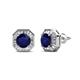 1 - Kaia Blue Sapphire and Diamond Halo Stud Earrings 