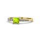 1 - Amra Princess Cut Peridot and Diamond Engagement Ring 