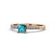 1 - Amra Princess Cut London Blue Topaz and Diamond Engagement Ring 