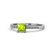 1 - Amra Princess Cut Peridot and Diamond Engagement Ring 