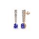 1 - Zera Oval Shape 6x4 mm Tanzanite and Diamond Journey Dangling Earrings 