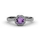 3 - Florus Amethyst and Diamond Halo Engagement Ring  