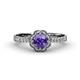 3 - Florus Iolite and Diamond Halo Engagement Ring  