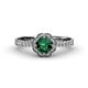 3 - Florus Emerald and Diamond Halo Engagement Ring  
