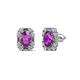 1 - Abia Amethyst and Diamond Halo Stud Earrings 