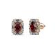 1 - Abia Red Garnet and Diamond Halo Stud Earrings 