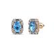 1 - Abia Blue Topaz and Diamond Halo Stud Earrings 