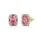 1 - Abia Pink Tourmaline and Diamond Halo Stud Earrings 