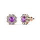 1 - Fleur Amethyst and Diamond Floral Halo Stud Earrings 