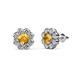 1 - Fleur Citrine and Diamond Floral Halo Stud Earrings 
