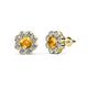1 - Fleur Citrine and Diamond Floral Halo Stud Earrings 