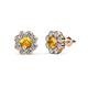 1 - Fleur Citrine and Diamond Floral Halo Stud Earrings 