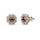 1 - Fleur Smoky Quartz and Diamond Floral Halo Stud Earrings 