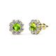 1 - Fleur Peridot and Diamond Floral Halo Stud Earrings 