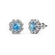 1 - Fleur Blue Topaz and Diamond Floral Halo Stud Earrings 