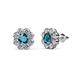 1 - Fleur London Blue Topaz and Diamond Floral Halo Stud Earrings 