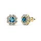 1 - Fleur London Blue Topaz and Diamond Floral Halo Stud Earrings 