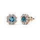 1 - Fleur London Blue Topaz and Diamond Floral Halo Stud Earrings 