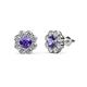 1 - Fleur Iolite and Diamond Floral Halo Stud Earrings 