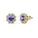 1 - Fleur Iolite and Diamond Floral Halo Stud Earrings 