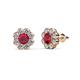 1 - Fleur Ruby and Diamond Floral Halo Stud Earrings 