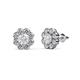 1 - Fleur White Sapphire and Diamond Floral Halo Stud Earrings 