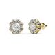 1 - Fleur White Sapphire and Diamond Floral Halo Stud Earrings 