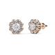 1 - Fleur White Sapphire and Diamond Floral Halo Stud Earrings 