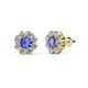 1 - Fleur Tanzanite and Diamond Floral Halo Stud Earrings 