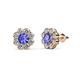 1 - Fleur Tanzanite and Diamond Floral Halo Stud Earrings 