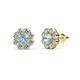 1 - Fleur Aquamarine and Diamond Floral Halo Stud Earrings 