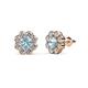 1 - Fleur Aquamarine and Diamond Floral Halo Stud Earrings 