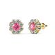 1 - Fleur Pink Tourmaline and Diamond Floral Halo Stud Earrings 