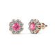 1 - Fleur Pink Tourmaline and Diamond Floral Halo Stud Earrings 