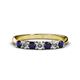 1 - Reina 3.00 mm Blue Sapphire and Diamond 7 Stone Wedding Band 