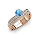 3 - Inez Blue Topaz and Diamond Euro Shank Bridal Set Ring 