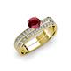 3 - Inez Ruby and Diamond Euro Shank Bridal Set Ring 