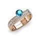 3 - Inez London Blue Topaz and Diamond Euro Shank Bridal Set Ring 