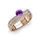 3 - Inez Amethyst and Diamond Euro Shank Bridal Set Ring 
