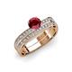 3 - Inez Ruby and Diamond Euro Shank Bridal Set Ring 