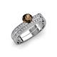 3 - Inez Smoky Quartz and Diamond Euro Shank Bridal Set Ring 