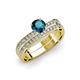 3 - Inez Blue and White Diamond Euro Shank Bridal Set Ring 