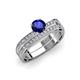 3 - Inez Blue Sapphire and Diamond Euro Shank Bridal Set Ring 