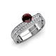 3 - Inez Red Garnet and Diamond Euro Shank Bridal Set Ring 