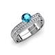 3 - Inez London Blue Topaz and Diamond Euro Shank Bridal Set Ring 