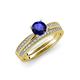 1 - Sian 1.41 ctw Blue Sapphire (6.50 mm) Accented Natural Diamonds Bridal Set Ring  