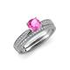 1 - Sian 1.36 ctw Pink Sapphire (6.000 mm) Accented Natural Diamonds Bridal Set Ring  