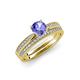 1 - Sian 1.33 ctw Tanzanite (6.50 mm) Accented Natural Diamonds Bridal Set Ring  