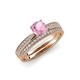 1 - Sian 1.28 ctw Pink Tourmaline (6.50 mm) Accented Natural Diamonds Bridal Set Ring  