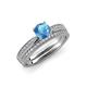 1 - Sian 1.36 ctw Blue Topaz (6.50 mm) Accented Natural Diamonds Bridal Set Ring  